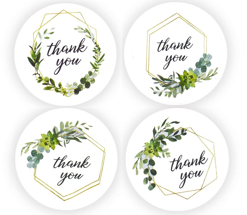Gutapo 2 inch (5 cm) Thank You Stickers, 500PCS Green Round Stickers Boho Labels for Wedding Party Birthday Packaging Envelope Seals for Small Business - Image 1